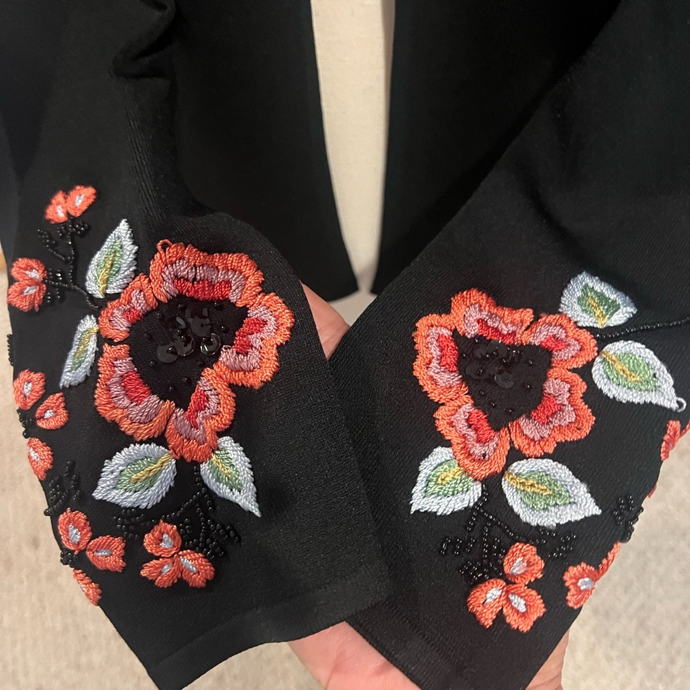 Michelle Nicole Black Floral Embroidered Cardigan - Picture 4 of 5